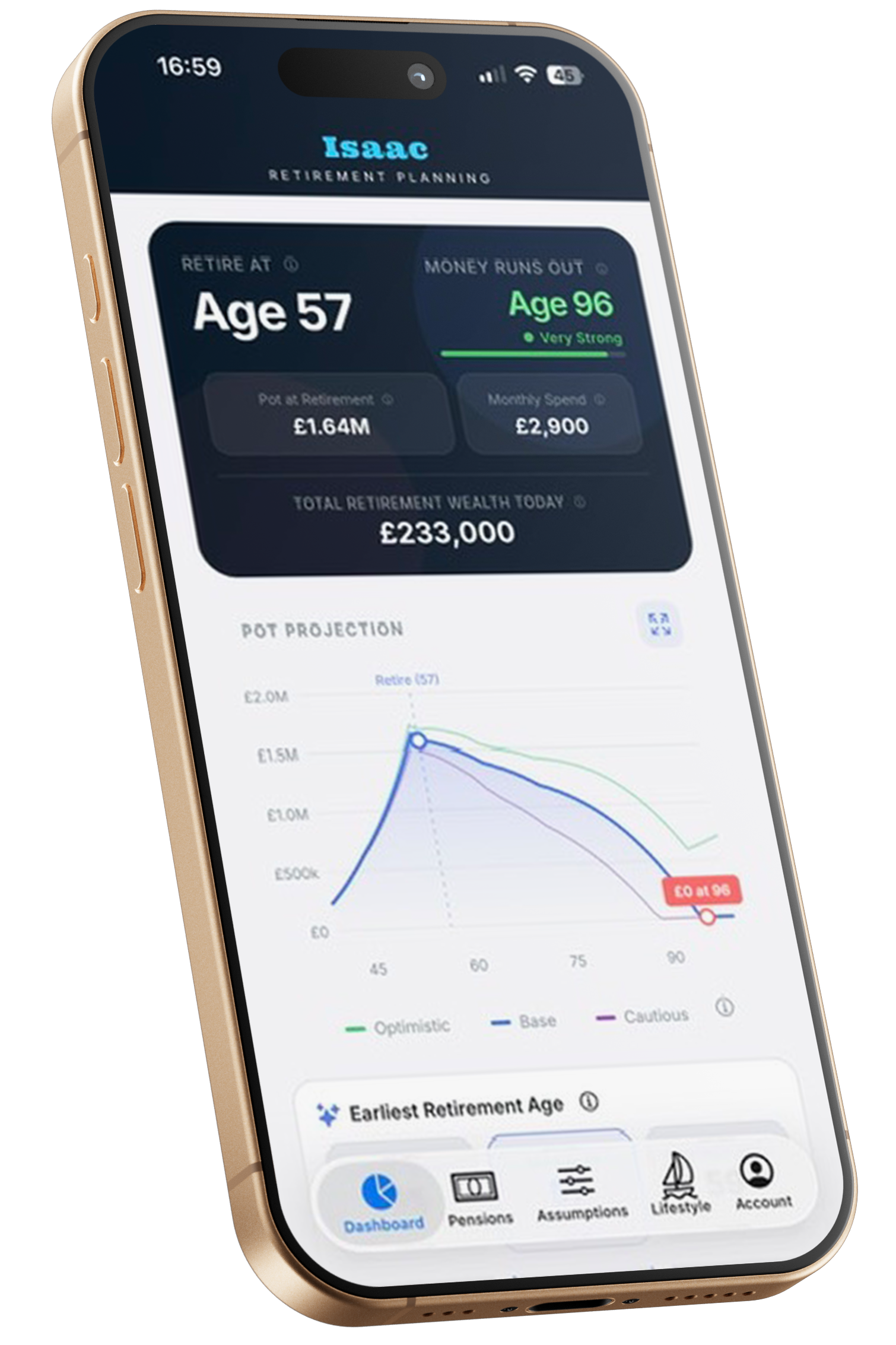 Isaac retirement planning dashboard